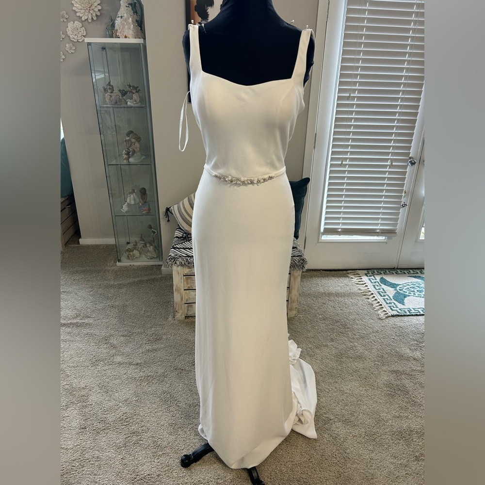L’Amour crepe wedding gown